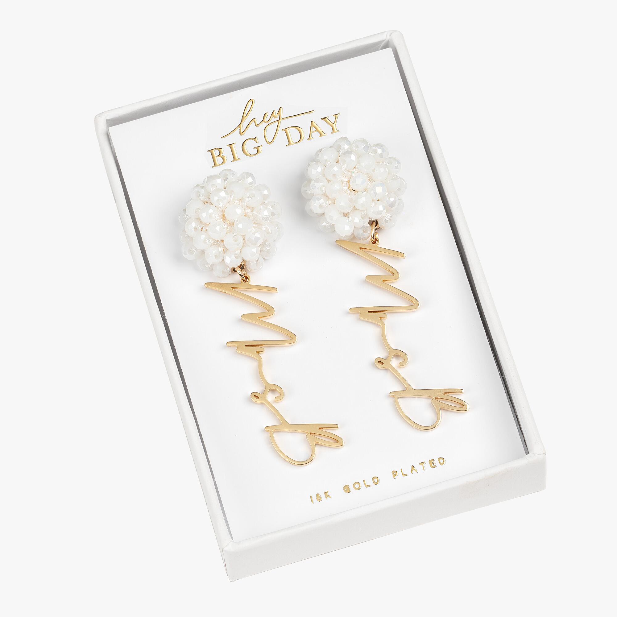 Gold "Mrs" Bridal Earrings