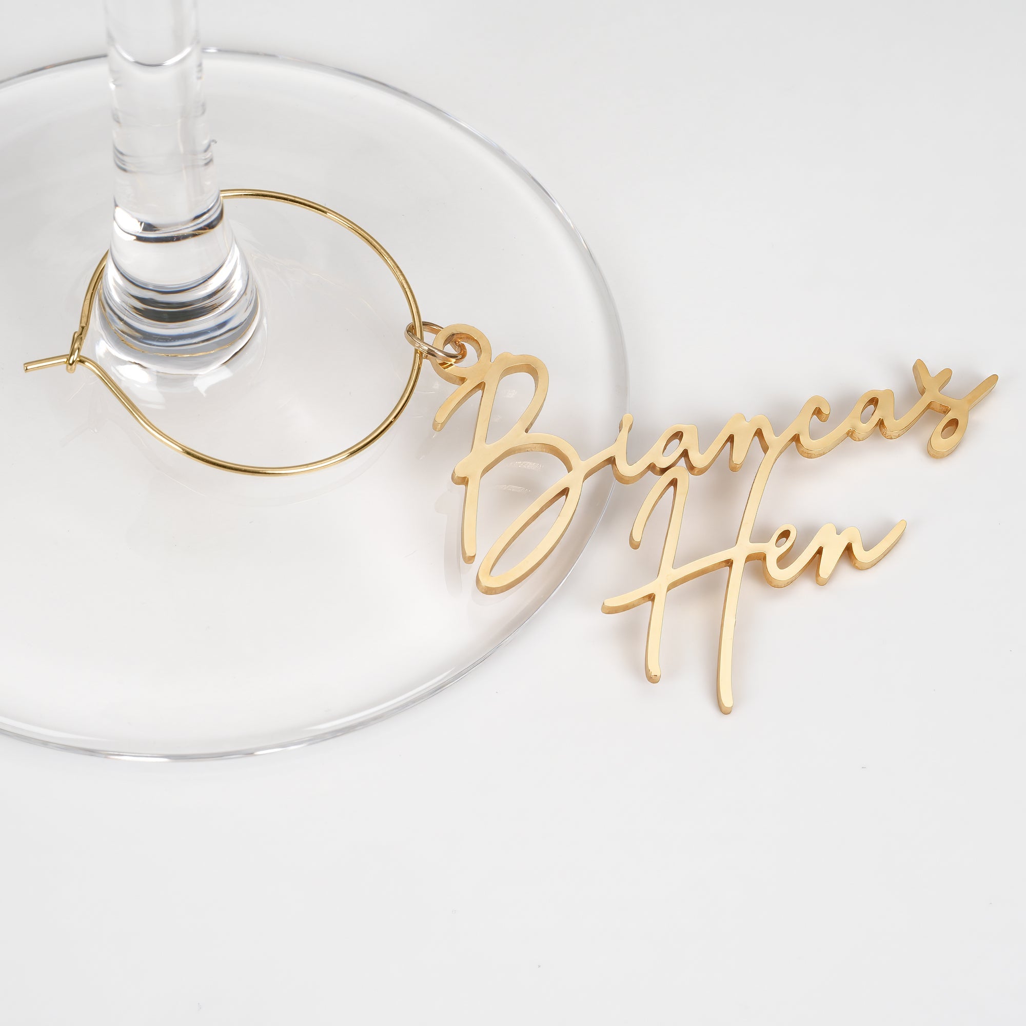 Gold Plated Personalised Name Hen Party Wine Glass Charm