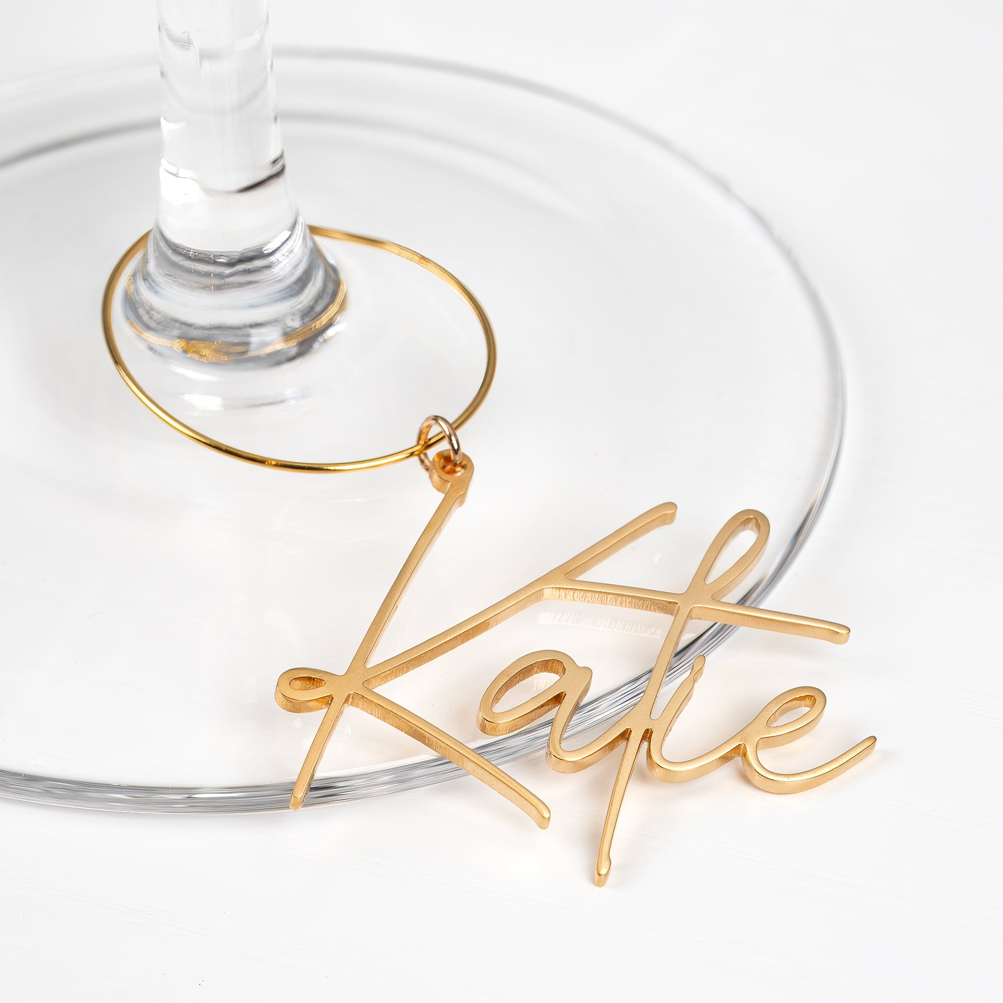 Gold Plated Personalised Name Wine Glass Charm