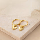 Heart On Huggie Hoop 18k gold plated Gift heart