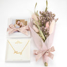 Mum Necklace with Mini Dried Flowers & Polaroid Photo Set Gift gold jewellery