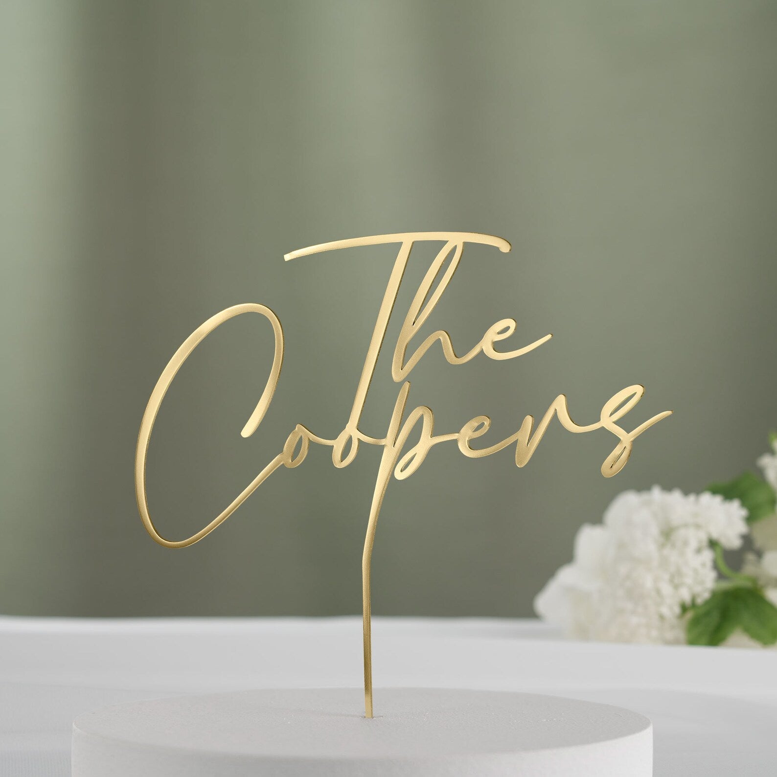 Personalised 18k Gold Plated Surname Cake Topper