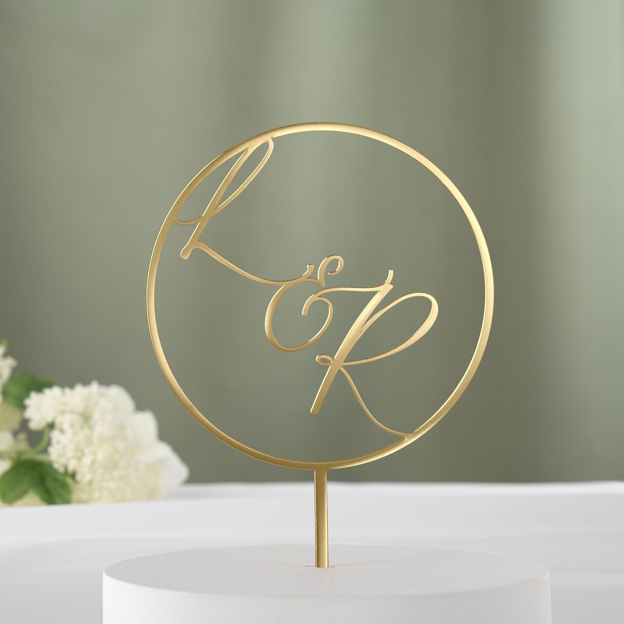 Personalised Gold Plated Dual Initials Wedding Cake Topper