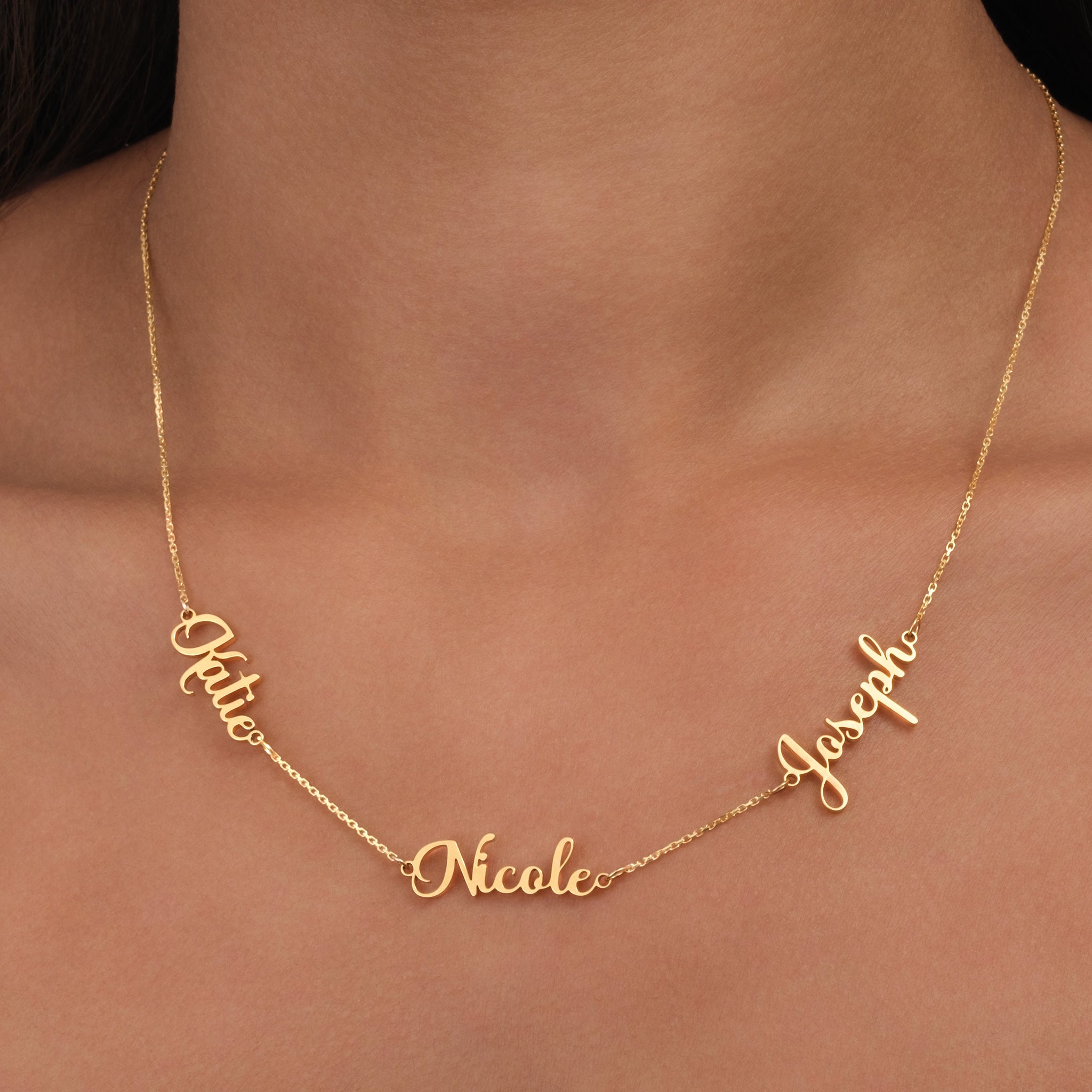 Personalised Triple Name Necklace personalised name three name triple