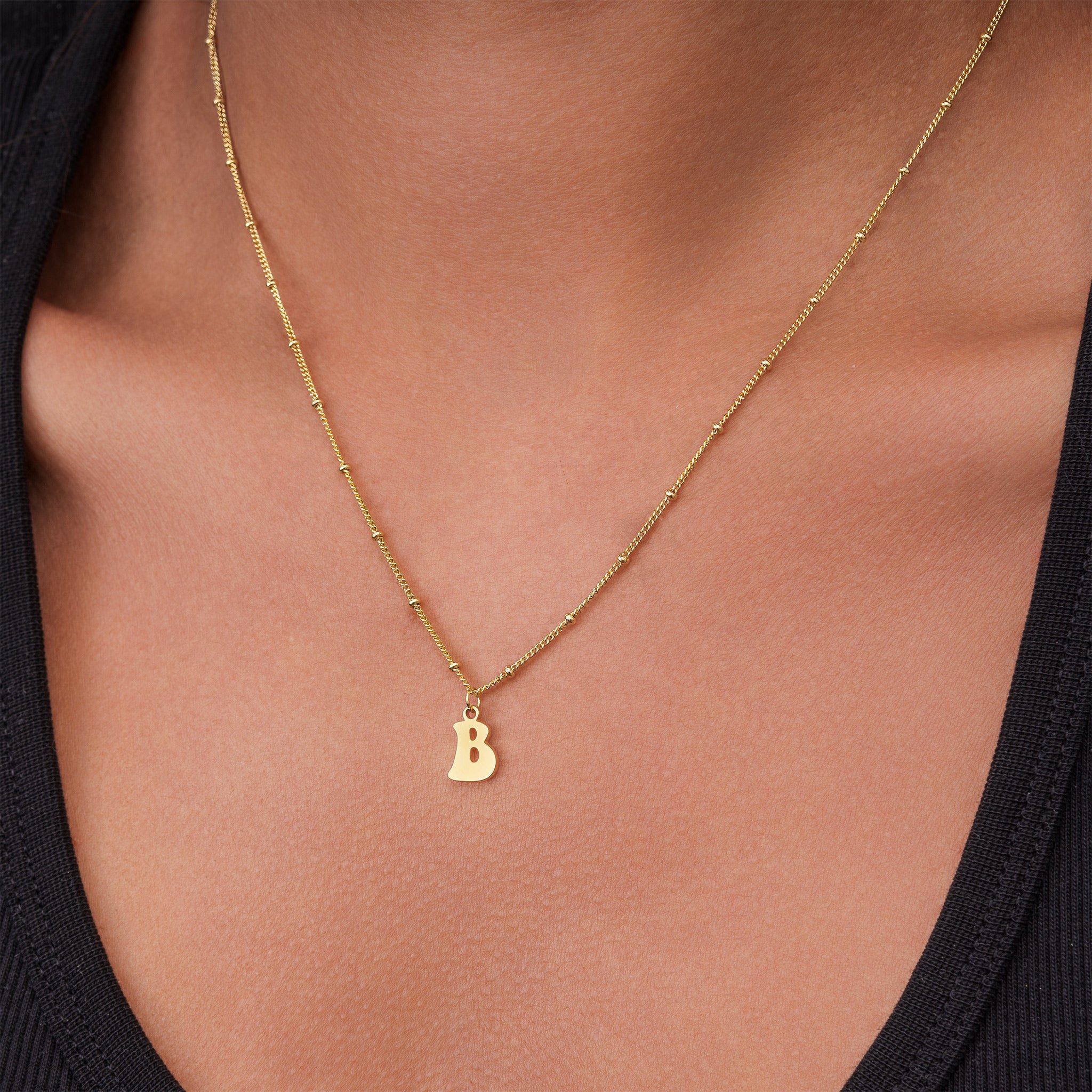 Single Initial Necklace Bold Font 18k gold plated Gift initial chain